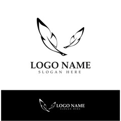 Obraz premium feather pen write sign logo template app icons