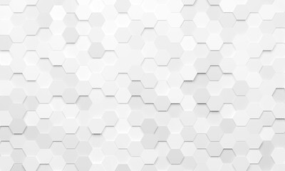 3D illustration Hexagonal white abstract background. 3D texture of honeycomb.White hexagon pattern background.
