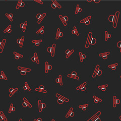 Line Gardener, farmer or agricultural worker hat icon isolated seamless pattern on black background. Vector