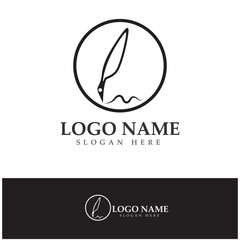 feather pen write sign logo template app icons