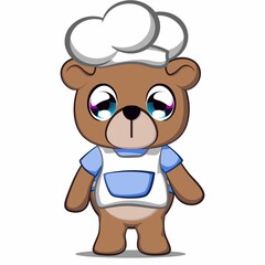 vector illustration of cute bear cartoon mascot dressed up being chef