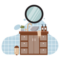 Modern bathroom interior design in Scandinavian style.