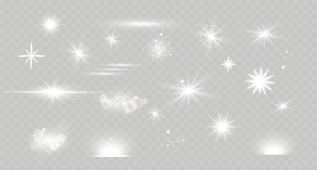 Glow effect. Star on transparent background.Bright sun. Vector illustration.