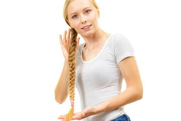 Blonde girl with braid hair