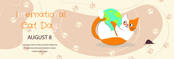 International cat day horizontal banner vector illustration design
