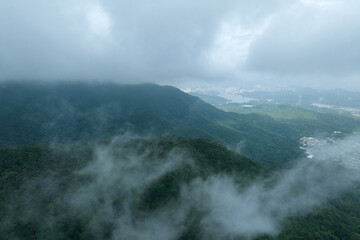 Aerial view of beautiful forest mountain landscape