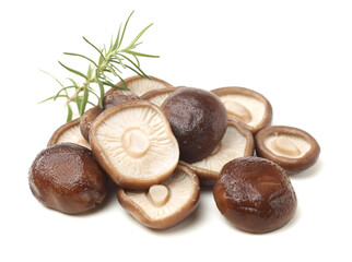 Boiled Shiitake Mushrooms on the White background 