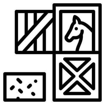 black horse in stable outline clip art preview