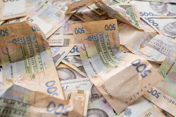 Fototapeta na wymiar Paper money 500 1000 hryvnia, grivna, Ukrainian currency, finance concept
