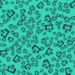 Black Food ordering on mobile icon isolated seamless pattern on green background. Order by mobile phone. Restaurant food delivery concept. Vector