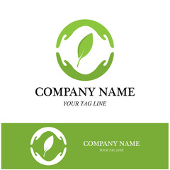 hand leaf logo and symbol vector
