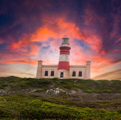 Beautiful photograph of the Cape Agulhas lighthouse with a beautiful sky this cape divides the...