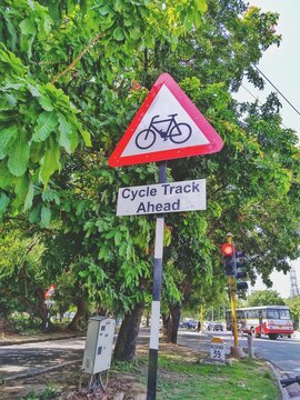 cycle track ahead road sign