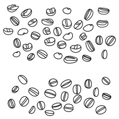 Coffee bean set. Contour drawing