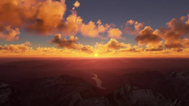Aerial view of Lake McDonald at sunset from Glacier National Park, Montana, USA