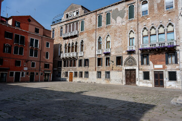 panorama with architectures of the city of venice