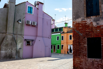 architectural panorama of the colors of Burano
