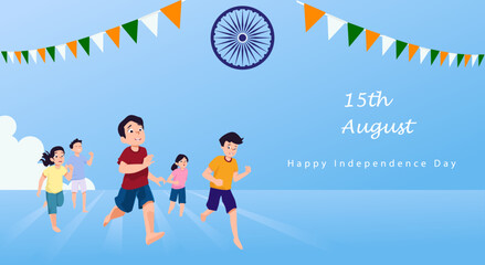 Happy 75th Independence Day of India Vector Illustration. Happy Republic Day 15th August Template Poster Banner Flyer. Indian Independence Day celebrations with Ashoka Wheel - obrazy, fototapety, plakaty