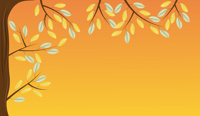beautiful autumn background with yellow leaves on a tree