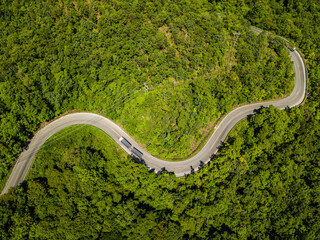 top view street in forest