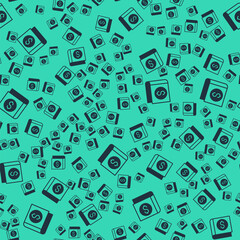 Black Financial book icon isolated seamless pattern on green background. Vector