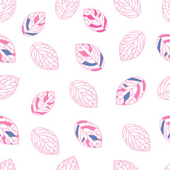 Vector seamless pattern with leaves. Abstract background, wallpaper, wrapping.