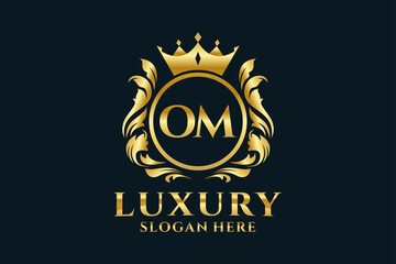 Initial OM Letter Royal Luxury Logo template in vector art for luxurious branding projects and other vector illustration. - obrazy, fototapety, plakaty