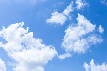 Naklejka na ściany i meble Skyscape background, white cloud over clear blue sky background, nature background