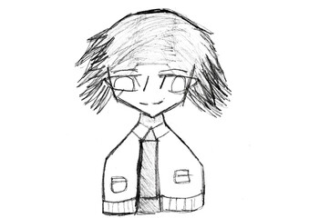 Children's drawings a cartoon image and line drawings