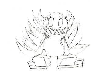 Children's drawings a cartoon image and line drawings