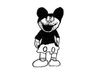 Children's drawings a cartoon image and line drawings