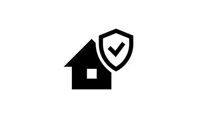 home insurance icon. home protection sign and symbol. House with shield, check mark concept. Vector illustration, design element graphic