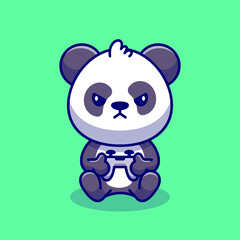 Cute Panda Gaming Cartoon Vector Icon Illustration. Animal 
Technology Icon Concept Isolated Premium Vector. Flat 
Cartoon Style