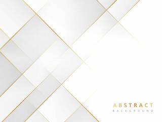 white abstract background with luxury diagonal golden lines and shadows