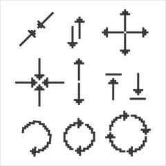 set of black pixel arrows on white background from the constructor