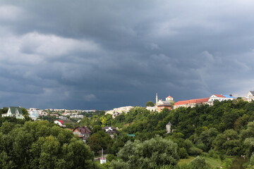 Fototapeta premium Small town landscape. Kamianets-Podilskyi, Eastern Europe, Ukraine.