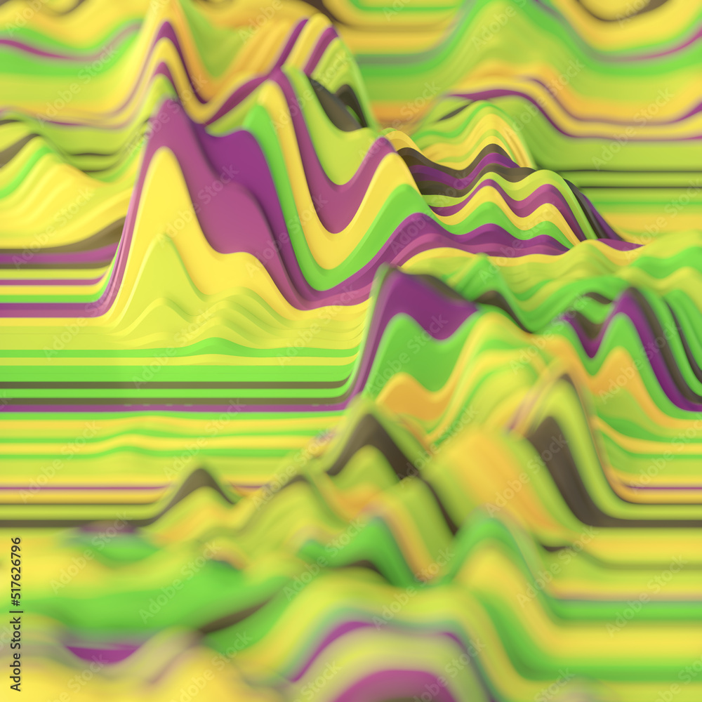 Aufkleber multicolor fantasy mountain relief. abstract geometric background. 3d rendering digital illustration