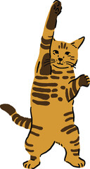 Fototapeta na wymiar Ginger Cat play Animal in action Hand drawn color illustration