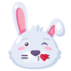 Bunny kiss with heart expression cute emoji vector