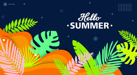 Fototapeta na wymiar Colorful Summer background layout banners design. Horizontal poster, greeting card, header for website