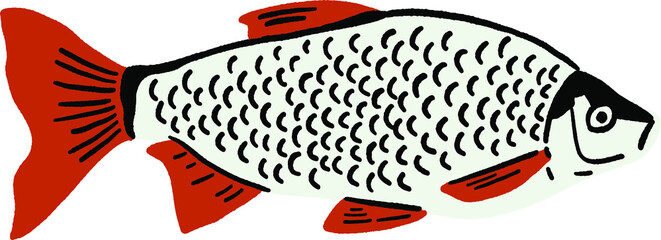 Fish Seafood Fresh market Hand drawn Colour Illustration