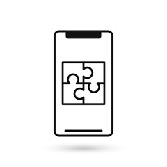Mobile phone flat design with puzzle icon.