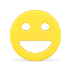 Smiley yellow glossy happy face eyes open mouth realistic 3d icon vector illustration