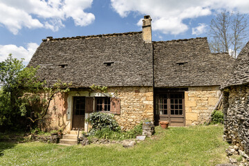 Fototapeta na wymiar Histroric farm houses Cabanes du Breuil in Saint-Andre-dAllas 'near Sarlat in France