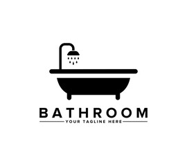 Bathroom logo or icon design on white background, Vector illustration.