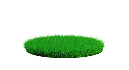 3D Green grass field circle shape background or backdrop empty green backyard for sport game or nature garden in summer decoration 