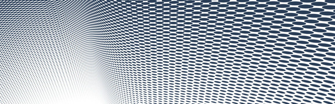 Dotted vector abstract background, black dots in perspective flow, dotty texture abstraction, big data technology image, single color cool backdrop.