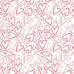 Seamless pattern doodle hearts. Trendy print for packaging design, fabric, textiles, covers, stickers, sublimations. Valentine's day, love, wedding