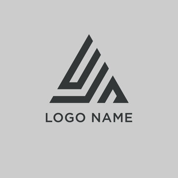 u j a letter logo, triangle logo