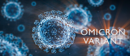 Coronavirus mutation  - omicron variant  B.1.1.529 and Ba.2 - 3D Illustration - obrazy, fototapety, plakaty